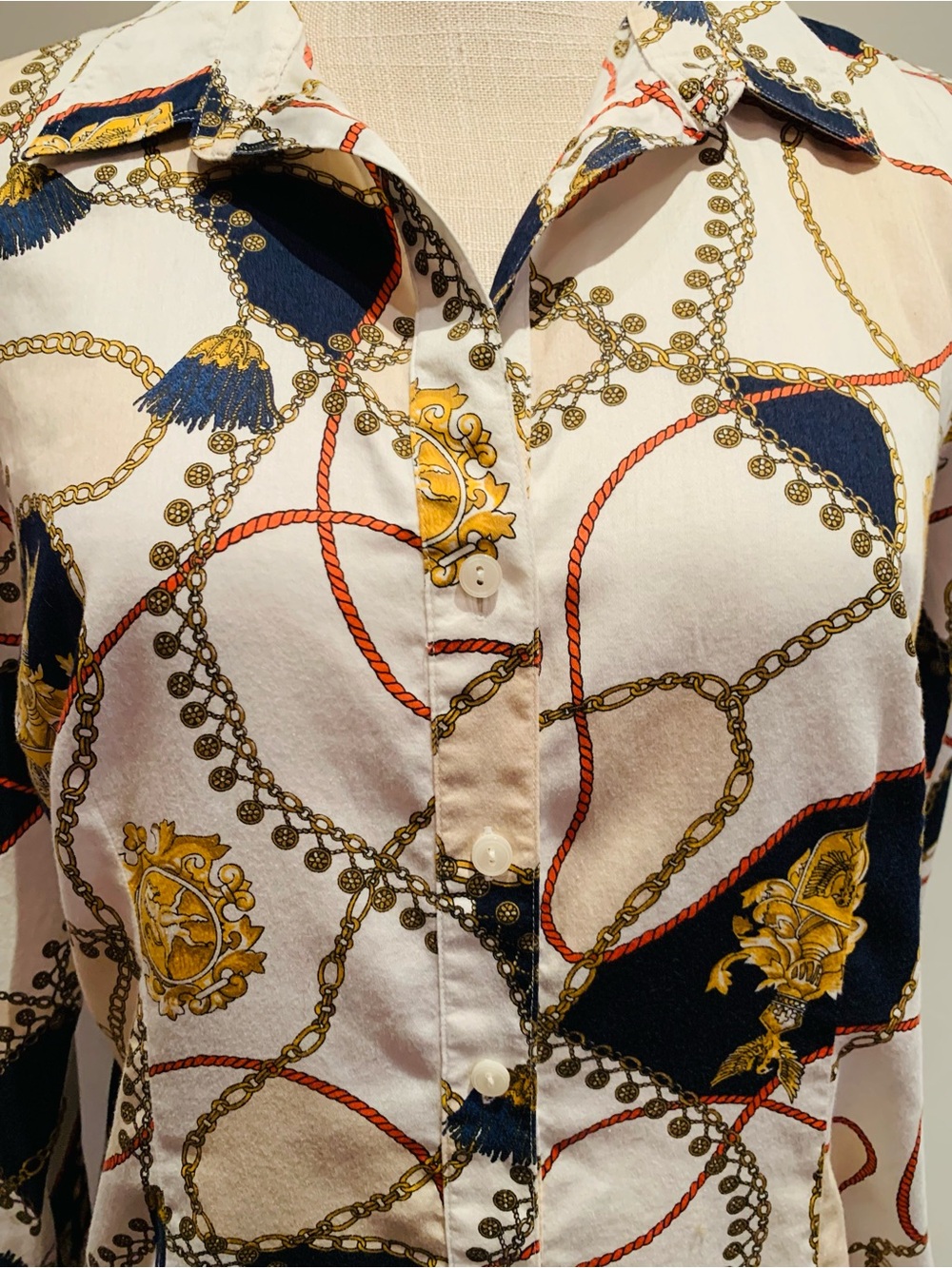 🌼TOMMY HILFIGER🌼EQUESTRIAN-INSPIRED BUTTON-DOWN BLOUSE - Picture 2 of 8